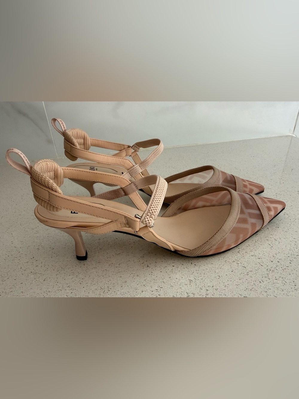 Fendi Colibri FF Mesh Slingback Kitten-Heel Pumps EU 39 US 9 - Picture 3 of 8